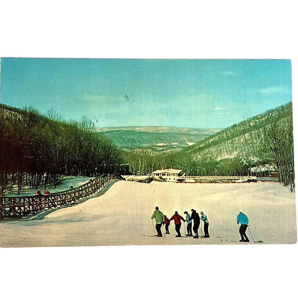 Postcard Homestead Ski Resort Hot Springs Virginia Trestle Car Lift Vintage 60s